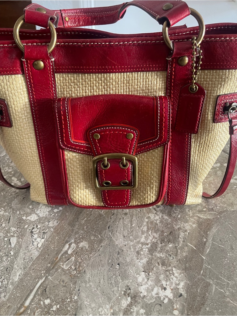 Beautiful 😻 Coach Legacy M05K-113 Straw & Red Leathe… - Gem